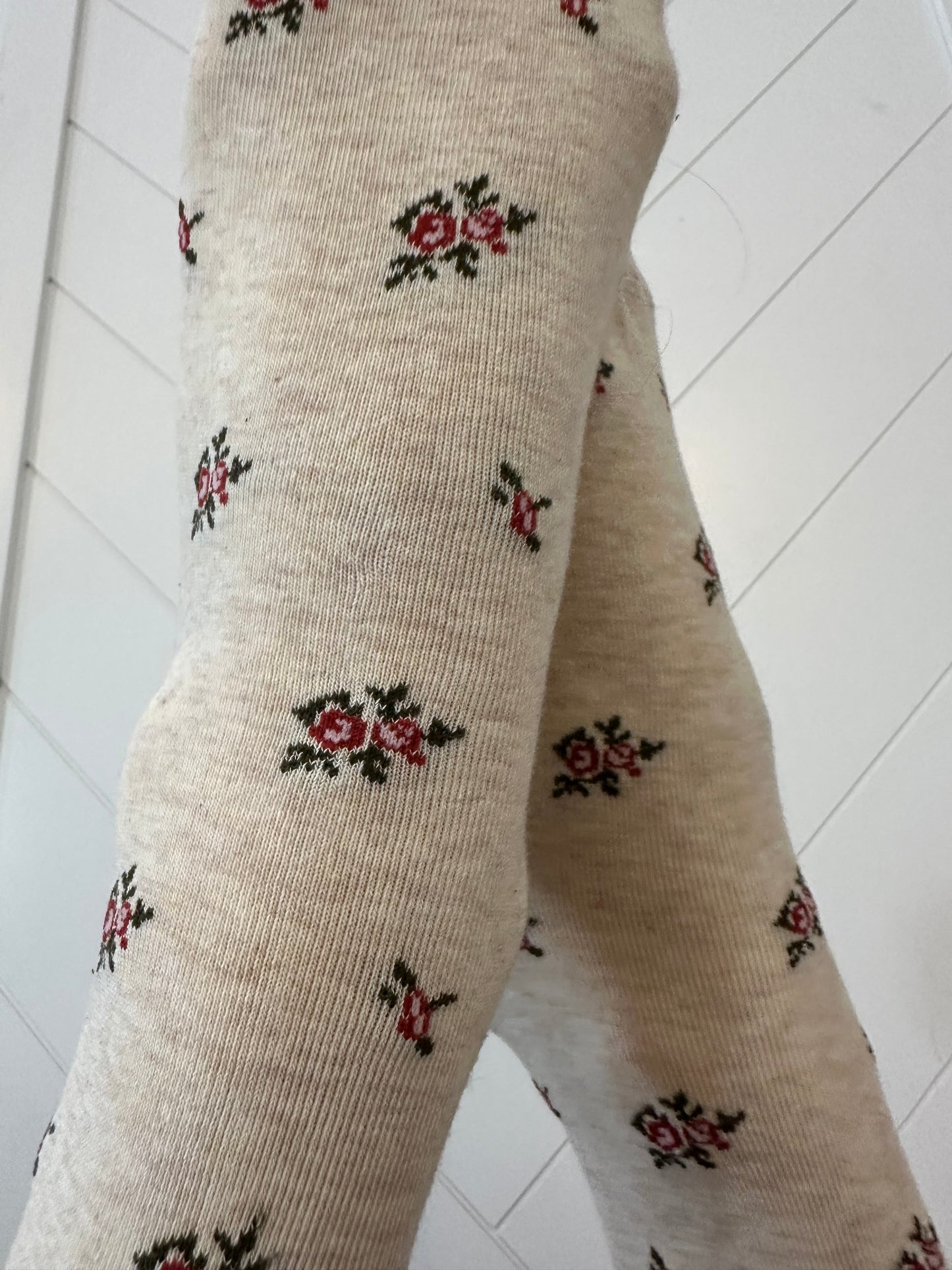 Beige & Rose Ruffle Socks