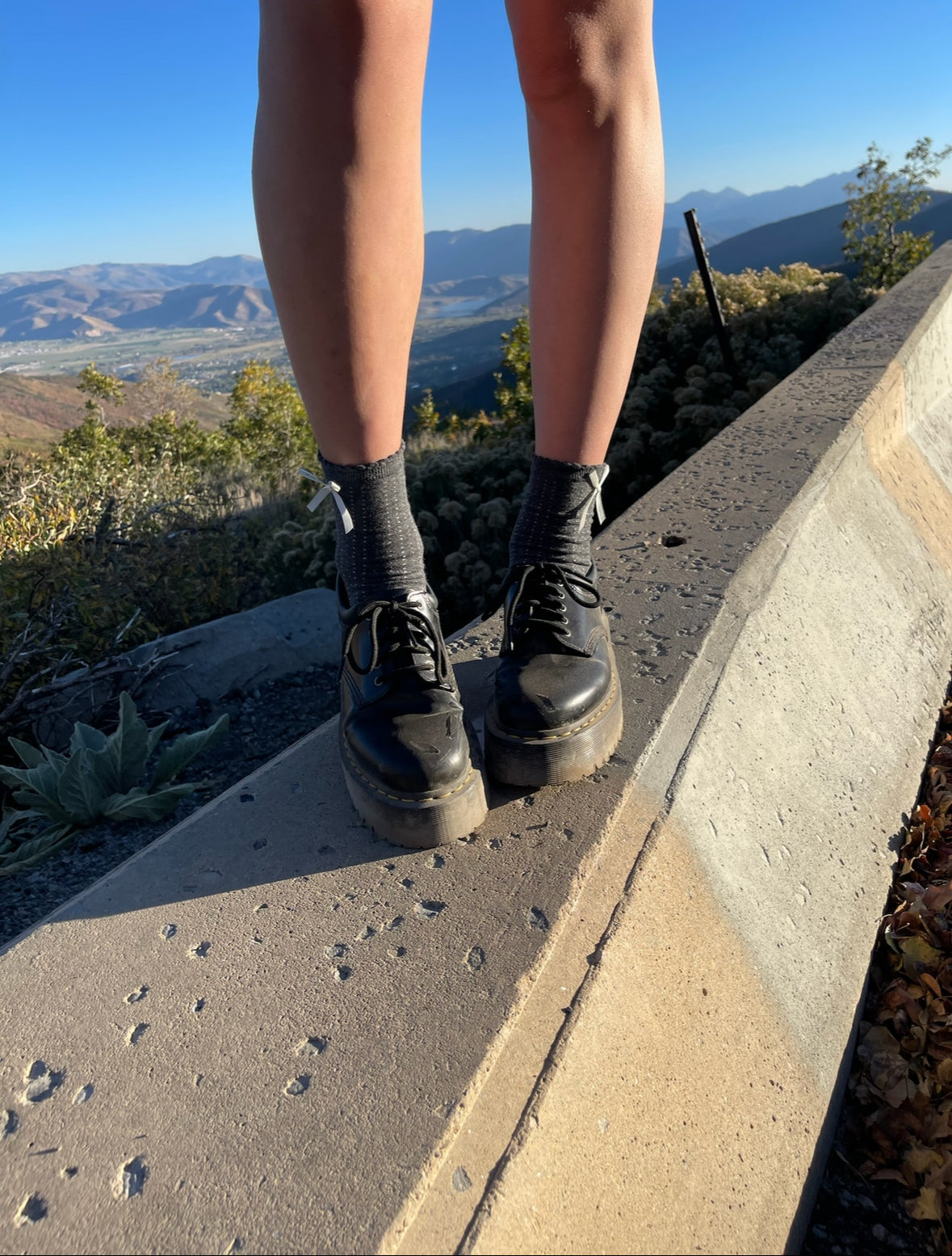 Chic Grey Ribbon Socks