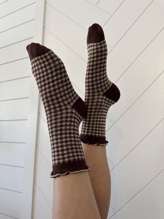 Chocolate Checkers Socks